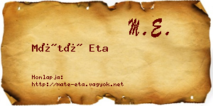 Máté Eta névjegykártya